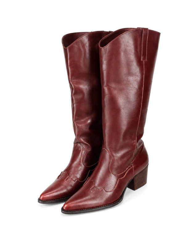 BOTA WESTERN CNO ALTO/COURO VINHO C/RECO