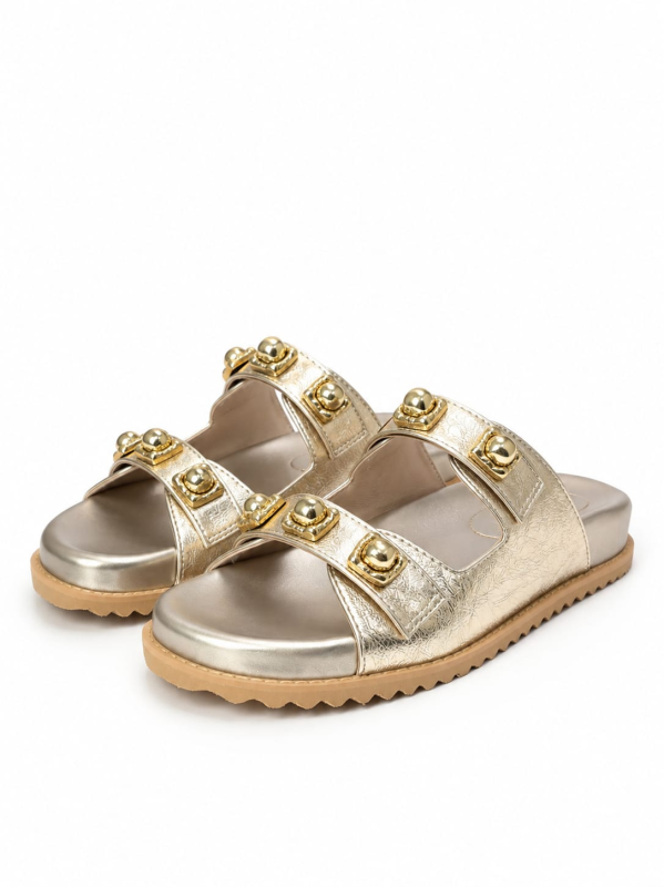 Flat Adornos Ouro/ Laterais  Fechdadas/C