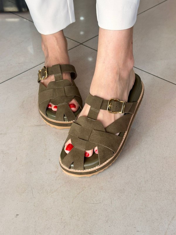 Papete Birken Verde Musgo Couro Nobuck