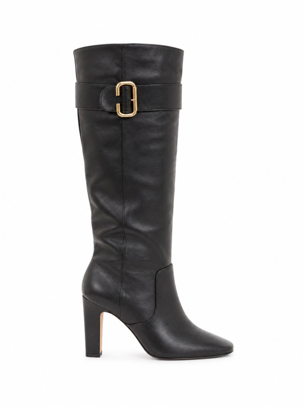BOTA CNO ALTO/FIVELA OURO/COURO PRETO/FR