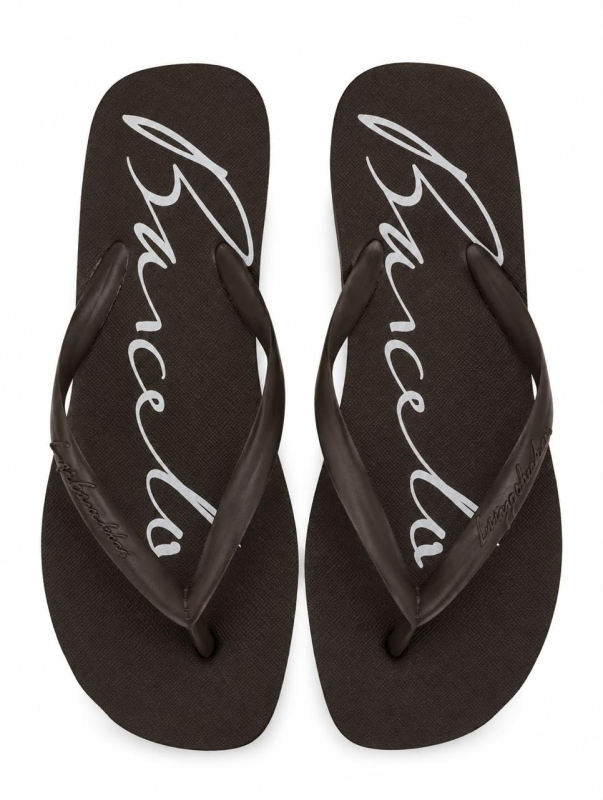 Chinelo Borracha Coffee/Escrita Em Bco L