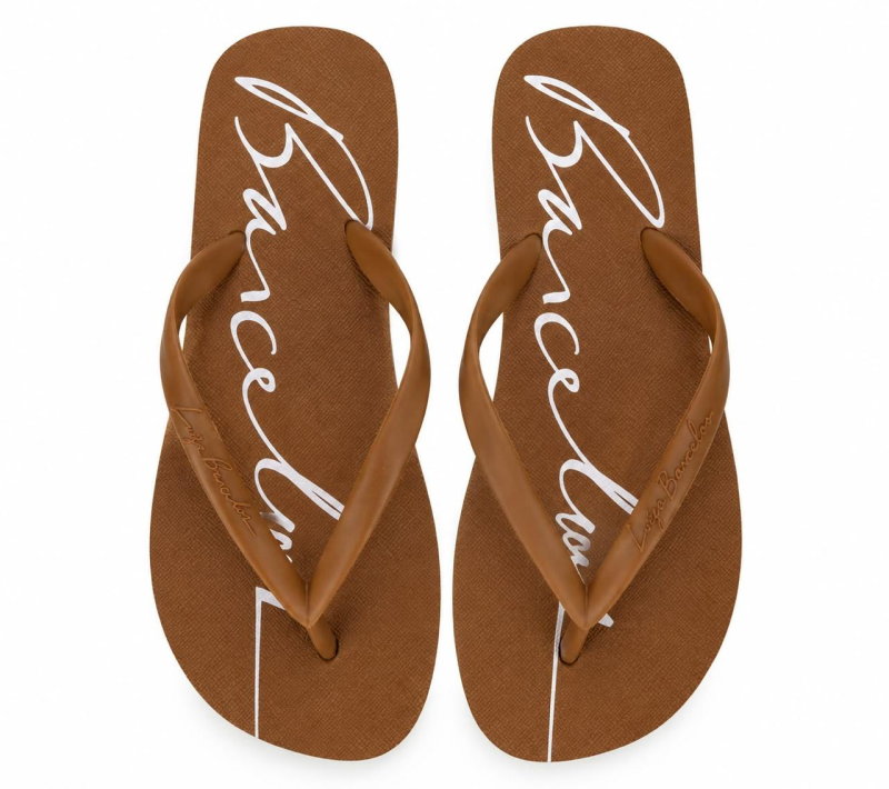 Chinelo Borracha Caramelo/Escrita Branca