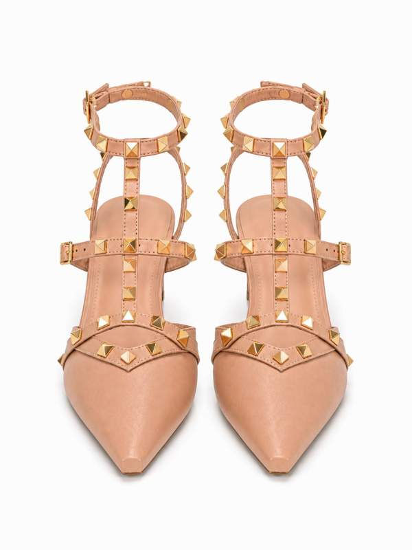 Chanel Tiras Finas C/Spikes Ouro/Couro N