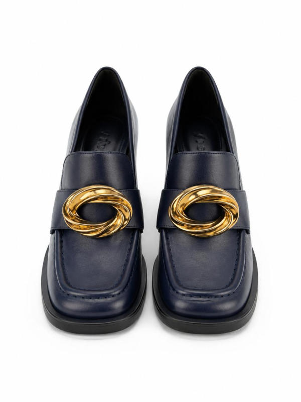 Mocassim Com Slto Bloco Azul  Marinho Pç