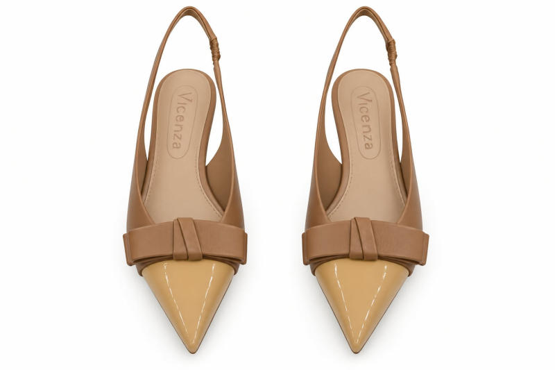 Slingback Bicolor/Biqueira Vrnz Areia C/
