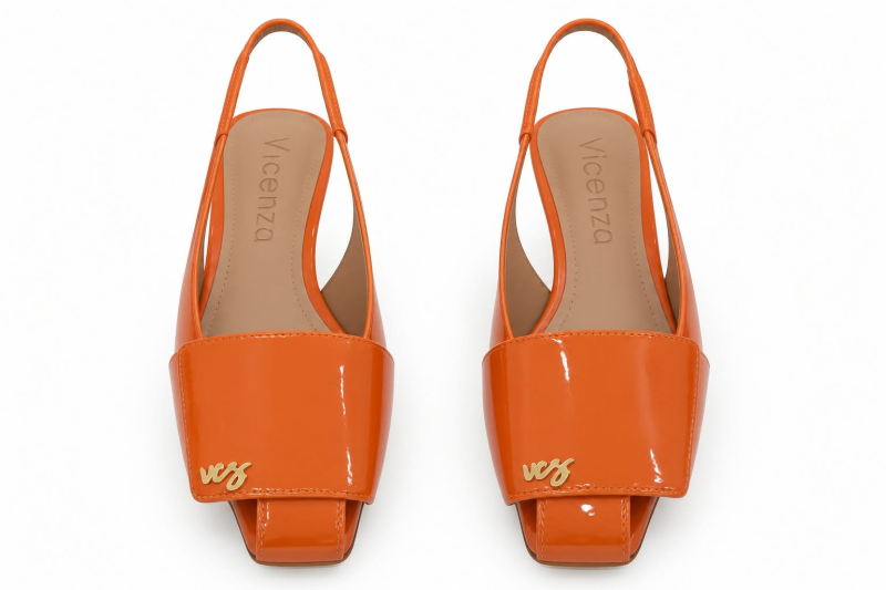 Chanel Frente Quadrada/Couro Laranja/Slt