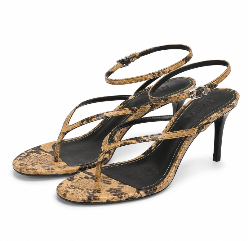 Sand Salome Tiras Finas Couro Cobra/Slt 